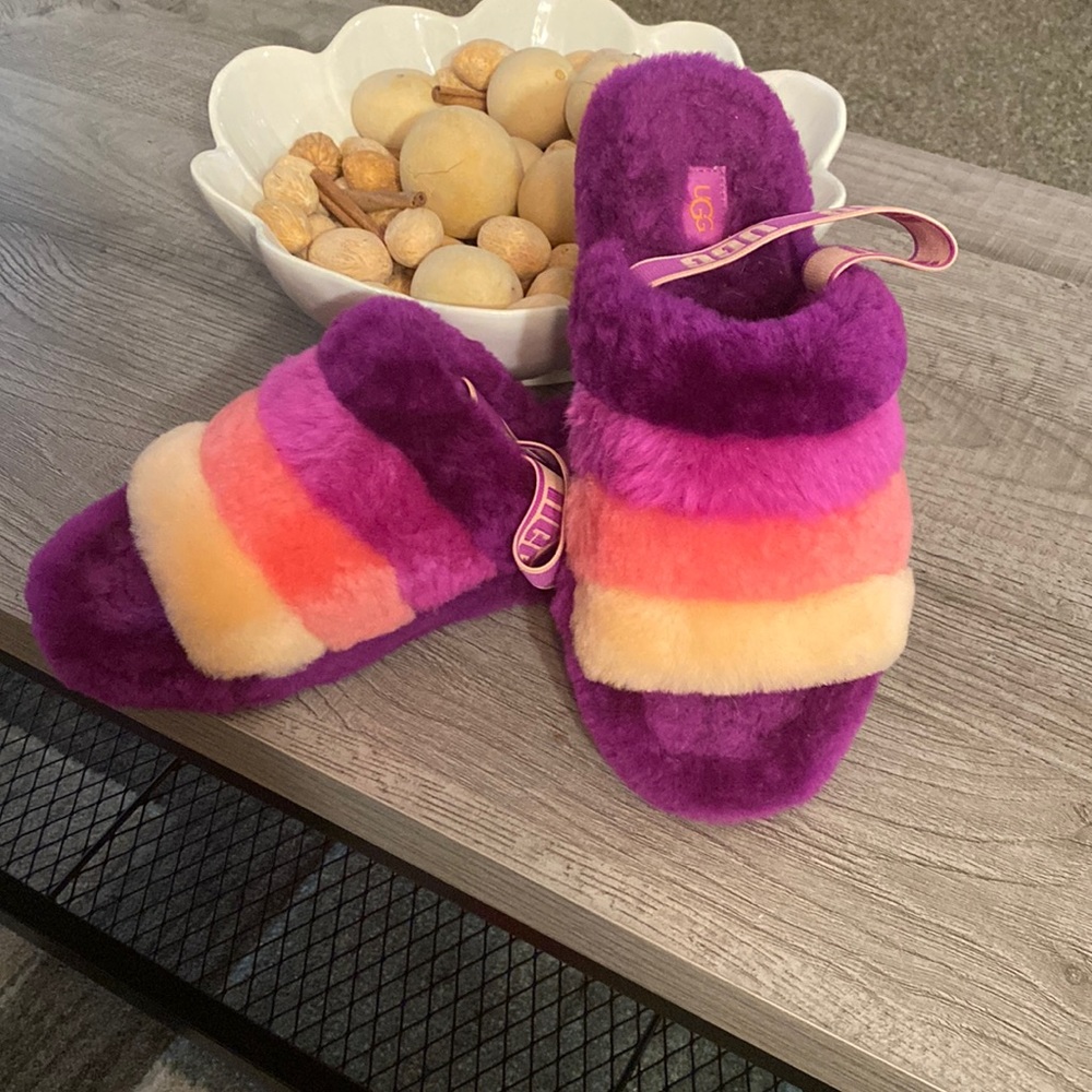 Uggs fluffy ombre slide slippers